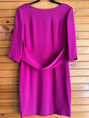 Vintage Talbots Pure Silk Fuchsia Sheath Dress Petites 12P Cocktail Wedding
